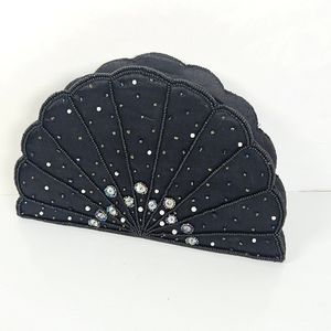 Vintage fan shaped embellished Beaded clutch Evening bag
